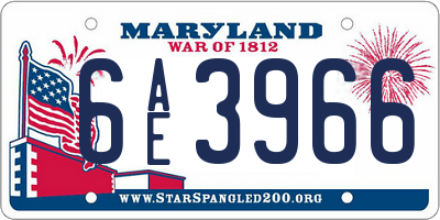 MD license plate 6AE3966