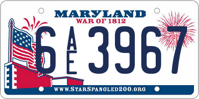 MD license plate 6AE3967