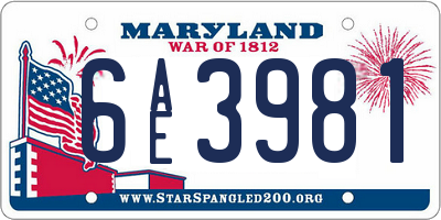 MD license plate 6AE3981