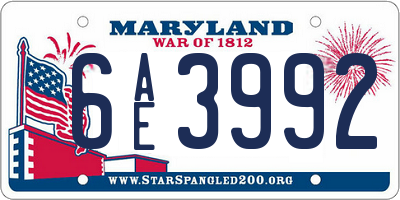 MD license plate 6AE3992