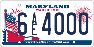 MD license plate 6AE4000