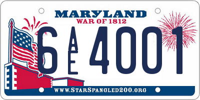 MD license plate 6AE4001