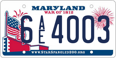 MD license plate 6AE4003