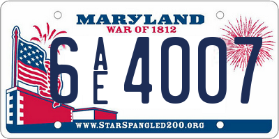 MD license plate 6AE4007