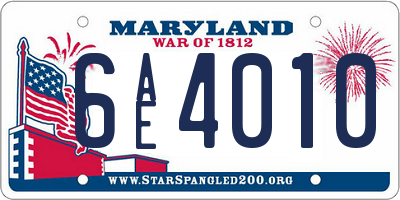 MD license plate 6AE4010