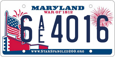 MD license plate 6AE4016