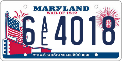 MD license plate 6AE4018