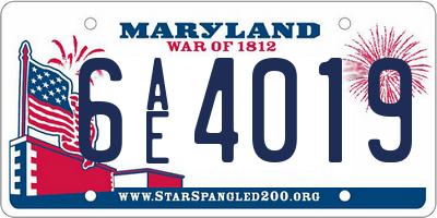 MD license plate 6AE4019