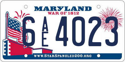 MD license plate 6AE4023