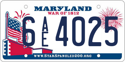 MD license plate 6AE4025
