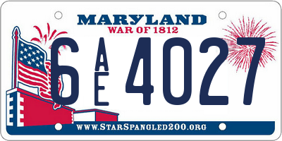 MD license plate 6AE4027