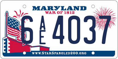 MD license plate 6AE4037