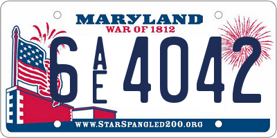 MD license plate 6AE4042
