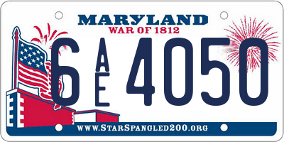 MD license plate 6AE4050