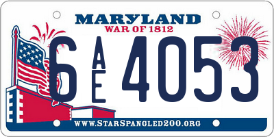 MD license plate 6AE4053