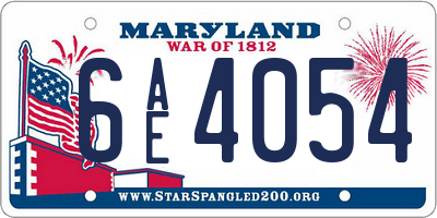 MD license plate 6AE4054