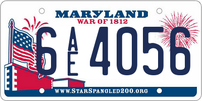 MD license plate 6AE4056