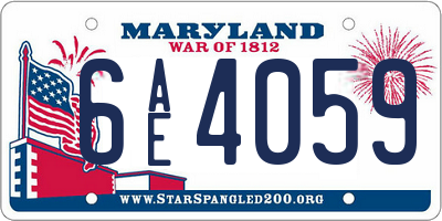 MD license plate 6AE4059
