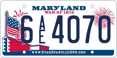MD license plate 6AE4070