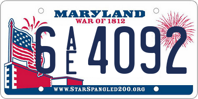 MD license plate 6AE4092