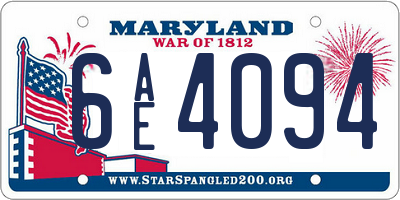 MD license plate 6AE4094