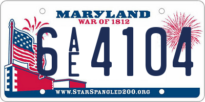 MD license plate 6AE4104