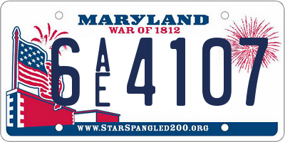 MD license plate 6AE4107