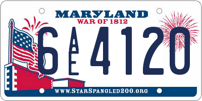 MD license plate 6AE4120