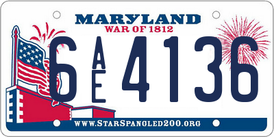 MD license plate 6AE4136
