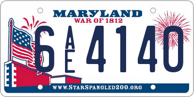 MD license plate 6AE4140