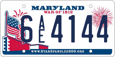 MD license plate 6AE4144