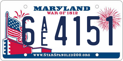 MD license plate 6AE4151