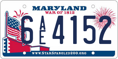 MD license plate 6AE4152