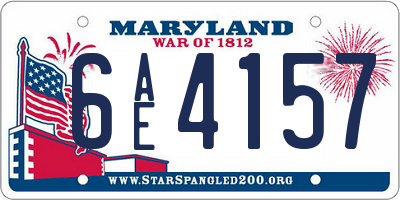 MD license plate 6AE4157