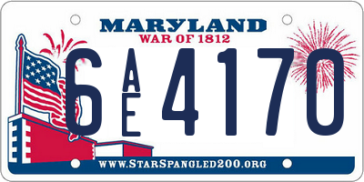 MD license plate 6AE4170