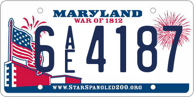 MD license plate 6AE4187