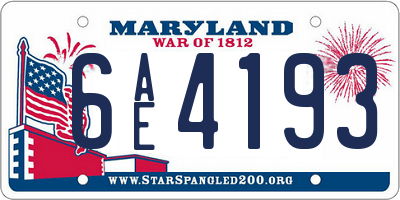 MD license plate 6AE4193