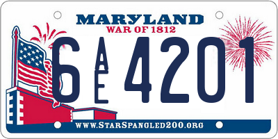 MD license plate 6AE4201