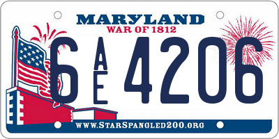 MD license plate 6AE4206