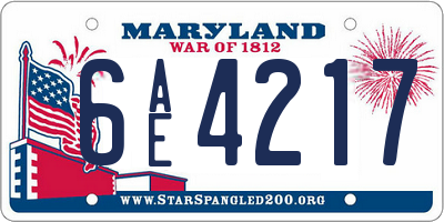 MD license plate 6AE4217