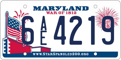 MD license plate 6AE4219