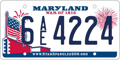 MD license plate 6AE4224