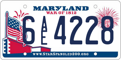 MD license plate 6AE4228