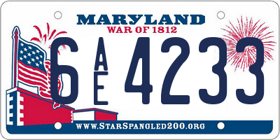MD license plate 6AE4233