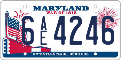 MD license plate 6AE4246