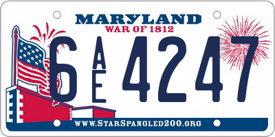 MD license plate 6AE4247