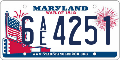 MD license plate 6AE4251