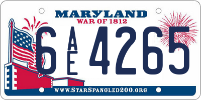 MD license plate 6AE4265