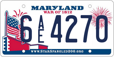 MD license plate 6AE4270