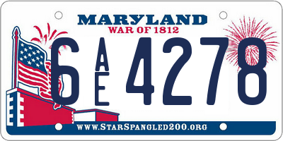 MD license plate 6AE4278